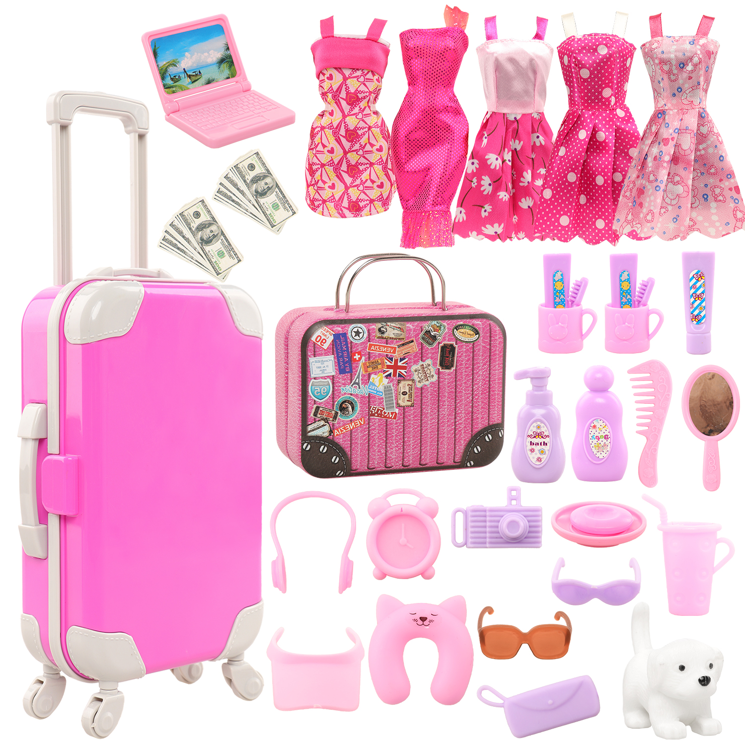 Tablet Accessories For Girls - Doll Accessories Clothes Jewelry Luggage Suitcase