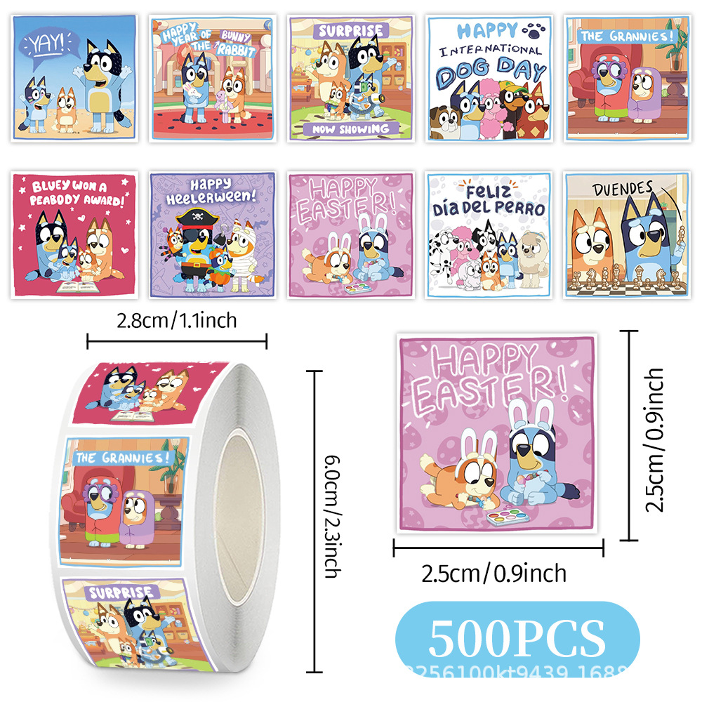 Laptop Tablet Accessories - Wholesale 500Pcs/Roll Bluey Stickers DIY Journal