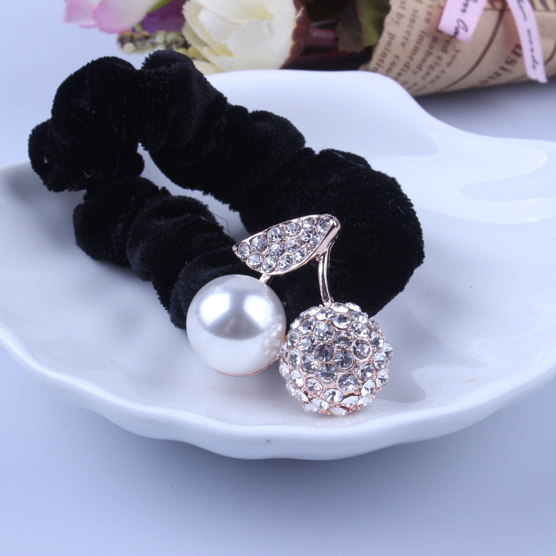 1 PC Black Velvet Scrunchies P - Tablet Accessories For Girls review and price