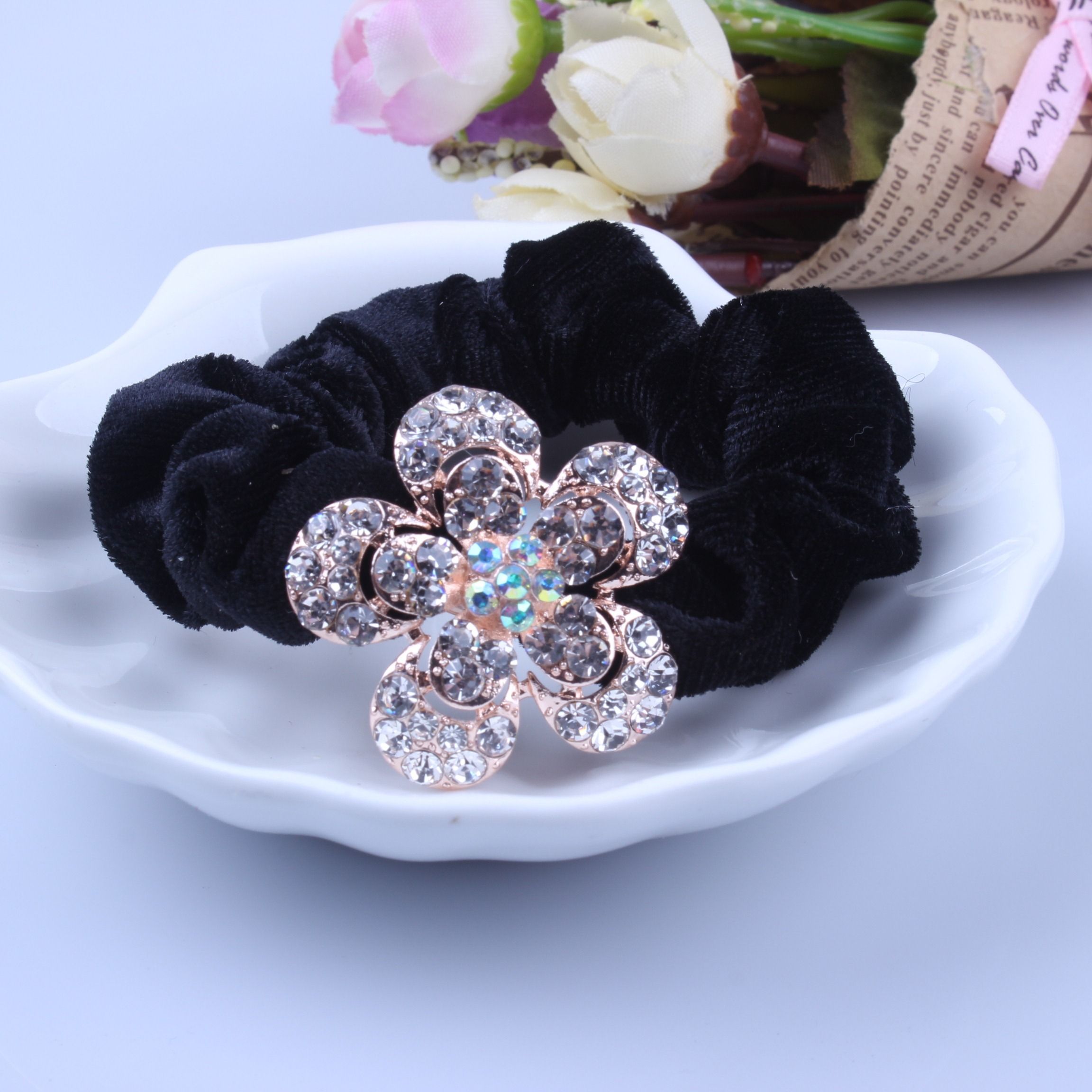 1 PC Black Velvet Scrunchies P - Tablet Accessories For Girls review and price